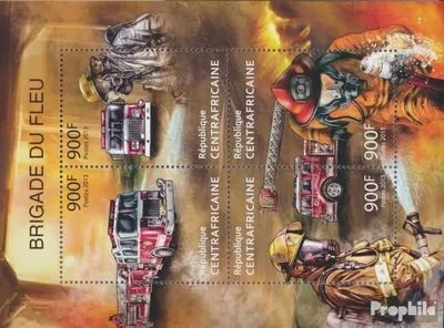 Produktbild von Briefmarken Zentralafrikanische Republik 2013 Mi 4216-4219 Kleinbogen (kompl. Ausgabe) postfrisch Feuerwehr.