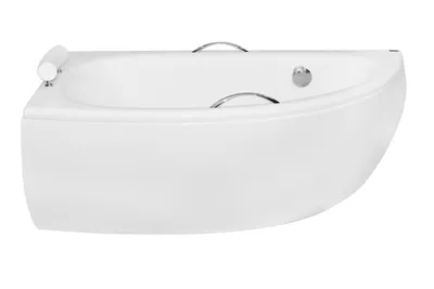 Produktbild von Badewanne Eckbadewanne 150x70 Links mit AcrylSchürze + Handgriffen + Kopfstütze, Ablauf & Füße GRATIS | Komplettset 6in1 | BADLAND MILENA PREMIUM