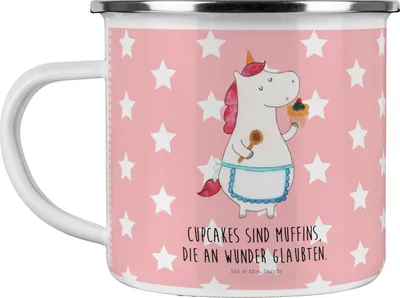 Produktbild von Mr. & Mrs. Panda Pott Einhorn Küche - Rot Pastell - Geschenk, Motivtasse, Torte, Backen, Unicorn, Teetasse, Muffin, Outdoor Becher, Einhörner, Kuchen, Campingtasse