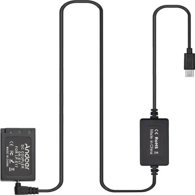 Produktbild von Andoer PD USB Type-C Kabel zu DR-E17 Dummy-Akku DC-Koppler LP-E17 Ersatz fuer Canon EOS M3 M5 M6 spiegellose Digitalkameras