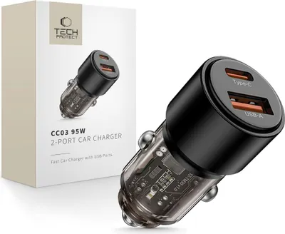 Obrázok produktu pre Tech-Protect Cc03 2-portová nabíjačka do auta Pd95W/Qc3.0 čierna