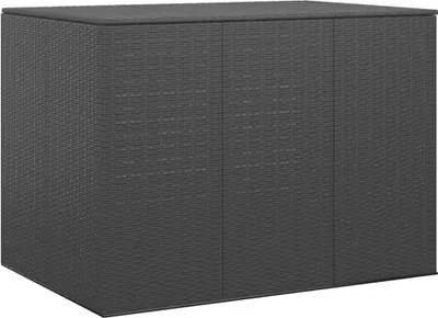 Produktbild von vidaXL Garten Kissenbox PE Rattan 145x100x103 cm Schwarz - Kissenbox - Kissenboxen - PE-Rattan-Kissenbox - Aufbewahrungsbox