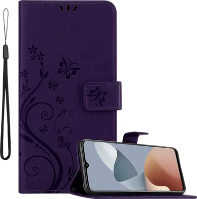 Immagine prodotto di Cadorabo cover per ZTE Blade A73 4G cover in FLORAL DARK LILA cover protettiva in design floreale con chiusura magnetica, funzione stand e slot per carte Book Case Cover