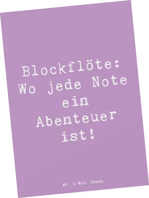 Produktbild von Mr. & Mrs. Panda Postkarte Spruch Abenteuer Blockflöte - Lavendeltraum - Geschenk, Lernen, Musik, Instrument, Sopranblockflöte, Ansichtskarte, Bassblockflöte, Grußkarte