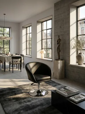 Lounge- & Cocktailsessel Eiche Massivholz schwarz 62x55x84 cm in modernem Arbeitszimmer Einrichtung Design Möbel mit Höhenverstellung und Drehfunktion hochwertig modern stilvoll einrichten_#sku_SAFSPM2.157#