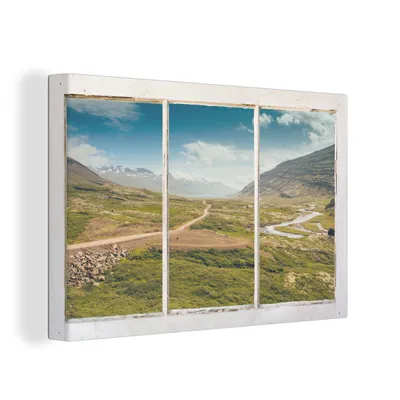 Produktbild von OneMillionCanvasses® - Leinwandbilder - 150x100 cm, Aussicht - Weg - Berg, Wandbilder Kunstdruck Wanddekoration