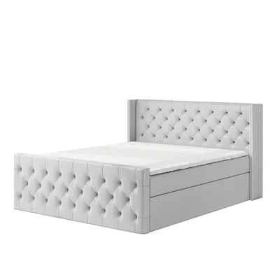 Produktbild von Boxspringbett GRO 180x200 mit 2 Bettkästen, Bonell-Matratze und Topper. Farbe: Hellgrau