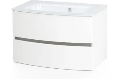 Produktbild von Waschtisch Waschbecken Badschrank Badtisch "Kopenhagen I" Weiß, Matt Weiß