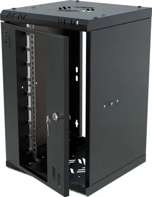 Zdjęcie produktu dla Szafa Rack 10" 9U 300mm Serwerowa Wisząca Szklane Drzwi Czarna Stalflex