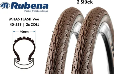 Produktbild von 2 Stück 26 Zoll Fahrrad Reifen MITAS V66 26x1.50 City Touren Bike 40-559 Reflex