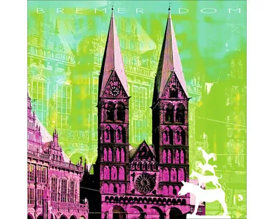 Produktbild von Glasbild Bremen Dom grün 20x20 cm