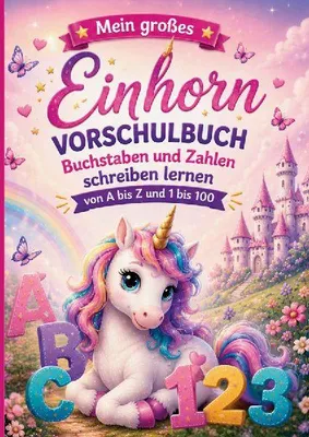 Produktbild von Mein großes Einhorn Vorschulbuch - Buchstaben und Zahlen schreiben lernen