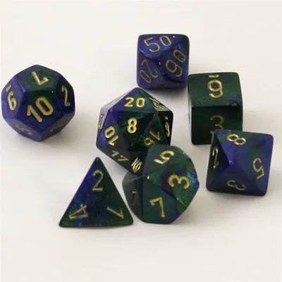 Immagine prodotto di Set Chessex Gemini Poly 7: Blu - Verde / Oro