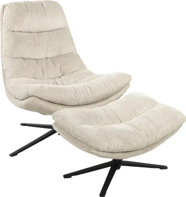 Produktbild von Relaxsessel >Porto< (2-teilig) inkl. Hocker, drehbar, Cord beige - 83x100x92 (BxHxT)