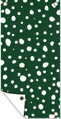 Produktbild von MuchoWow® 40x80 cm Outdoor-Poster Gartendeko Sichtschutz Garten Poster für den Garten  Polka dots - Weiß - Grün