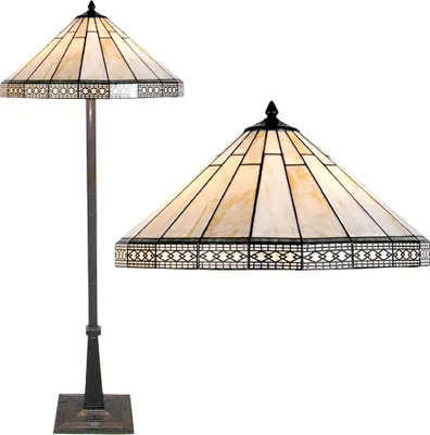 Zdjęcie produktu dla Clayre & Eef Tiffany Lampa podłogowa Ø 50x164 cm Beżowe szkło