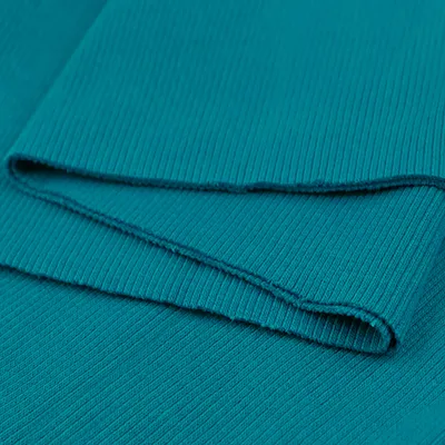 Bündchen Strickbündchen 16 x 120cm Bündchenstoff Baumwolle elastisch gerippt aquablau