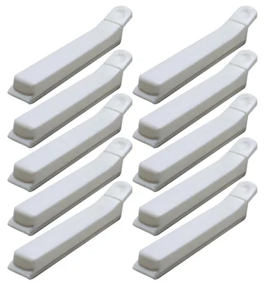 Beutelclips 10 Stück, Kunststoff, Weiß, 11,5 x 1,5 x 2 cm
