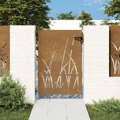 Productafbeelding van Tuinpoort 85x150 cm, cortenstalen uitvoering, grasdesign