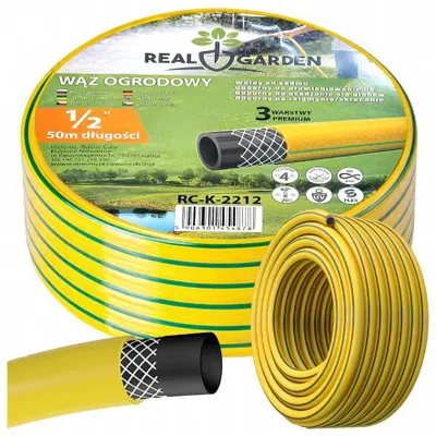 Imagen del producto de Manguera de jardín de 3 capas, 1/2 pulgada, 50 metros, con protección reforzada en espiral, ideal para el riego de jardines