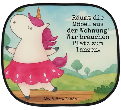 Produktbild von Mr. & Mrs. Panda Sonnenschutz Auto Einhorn Ballerina Design - Weiß - Geschenk, Einhörner, für, Spaß, Sonnenblende, saugnapf, Autoscheibe, Wohnung, Unicorn, Party