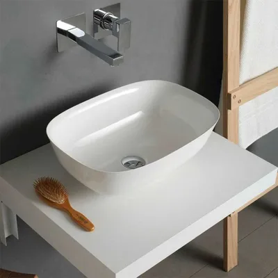 Immagine prodotto di Lavabo da appoggio opaco in resina senza foro rubinetto