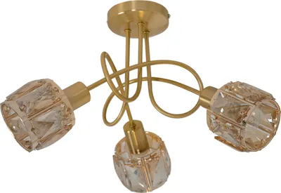 Image de Plafonnier, cristaux, 3 flammes, verre, or, D 38 cm
