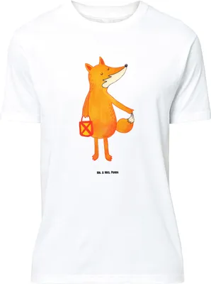 Produktbild von Mr. & Mrs. Panda Größe L T-Shirt Fuchs Laterne - Weiß - Geschenk, Sankt Martin, Shirt, Selbstbewusst, Füchse, mit Spruch, Tshirt