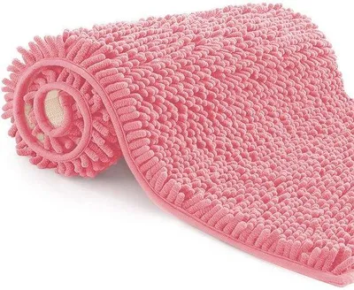 Immagine prodotto di Tappetino da bagno Unyqoos® – Rosa, in microfibra (tipo ciniglia), 50 x 80 cm, assorbente, antiscivolo, lavabile in lavatrice