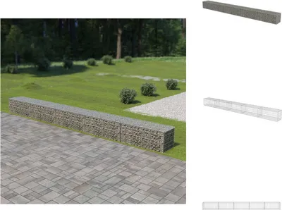 Immagine prodotto di vidaXL Muro di gabbioni con copertura in acciaio zincato 600×50×50 cm - Pannelli di recinzione