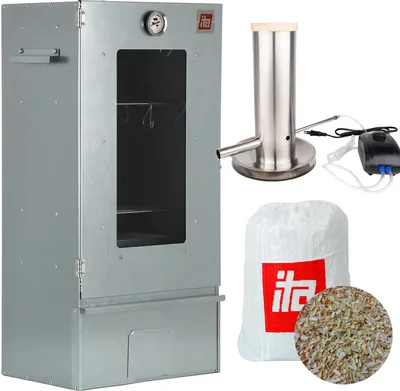 Produktbild von ITA Räucherofen 7000 - Premium Räucherschrank mit 3 Etagen - Legierter Stahl, Sichtfenster & Thermometer - Qualität  EU Direkt vom Hersteller