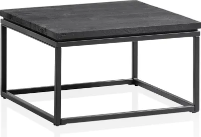 Produktbild von FineBuy Design Couchtisch quadratisch 60 cm Mango Massivholz schwarz · Wohnzimmertisch mit Metallgestell · moderner Massivholztisch Industrial Stil