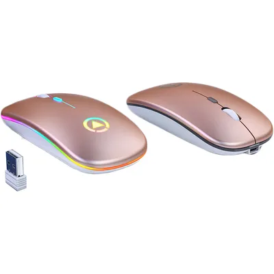 Produktbild von Maus kabellos, PC-Mäuse, 2.4GHz+Bluetooth, stumm Gaming-Maus, Roségold