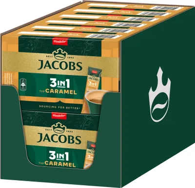 Produktbild von JACOBS Löskaffee 3in1 Typ Caramel 12x10 Getränke Sticks löslicher Kaffee Instant