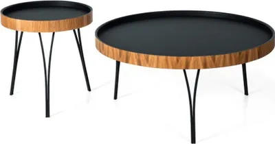 Produktbild von Couchtisch Schwarz Modern Wohnzimmertisch Tische 2x Designer Kaffeetisch
