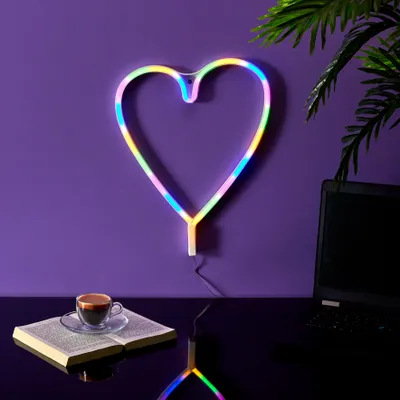Image de Lampe - HOME DECO FACTORY - LED - Effet Néon - Coeur - Multicolore