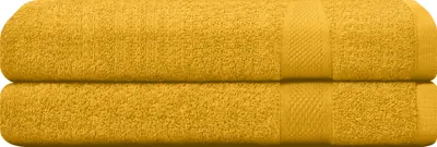 Produktbild von CAMRY Handtuch Set 2-teilig - 2 Handtücher 50x100 cm aus 100% Baumwolle - weiche und saugstarke Tücher in Farbe Mustard