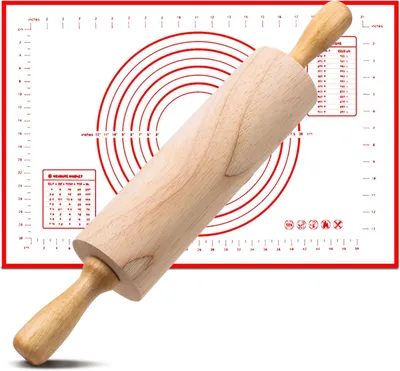 Imagen del producto de Rodillo de madera de haya con revestimiento antiadherente, de 27,5 cm, con cojinetes deslizantes, para la cocina