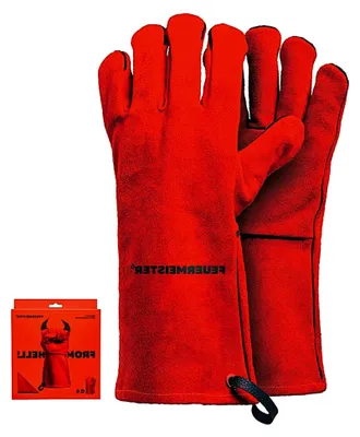 Produktbild von Grillhandschuhe Größe 10 in Rot aus Rindspaltleder, Länge: 33 cm