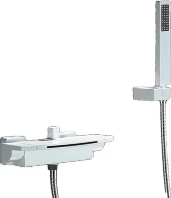 Obrázok produktu pre Vaňová batéria, galvanizovaný povrch, jednoduchý držiak s dvojitým ovládaním, moderný dizajn, biela farba