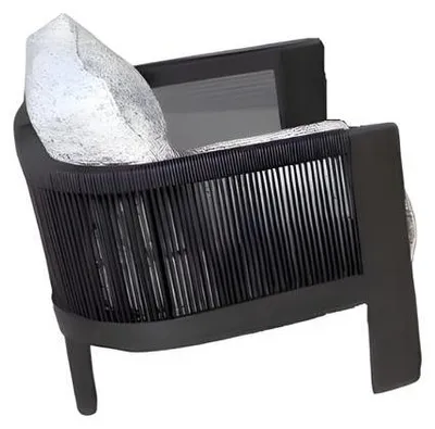 Image de Fauteuil de jardin Loungesessel Fauteuil de jardin avec coussins Coussin Fauteuil noir