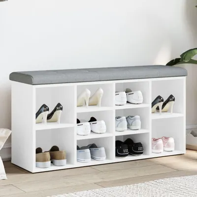 Obrázek produktu pro Lavice na boty bílá 102 x 32 x 50 cm Materiál na bázi dřeva