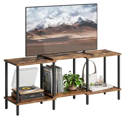 Produktbild von Holz-TV-Möbel mit 2 Ebenen - Industrielles Design, Braun