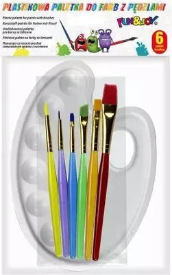Produktbild von Acrylpinsel 6 Stück + Farbpalette