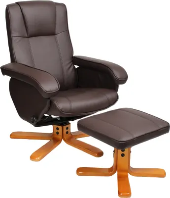 Produktbild von SVITA Charles Relaxsessel Hocker TV Sessel TV-Sessel Holzfuß Drehsessel Fernsehsessel Kunstleder Braun