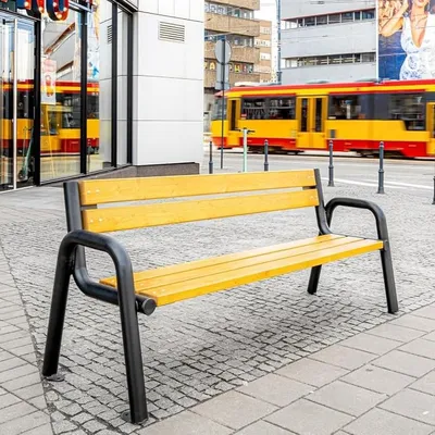 Imagen del producto de Banco de jardín REKORD Spartan, 196 cm. Banco de parque resistente a la intemperie, fabricado en madera y acero galvanizado. Banco de exterior en teca con respaldo, ideal para jardín, terraza y balcón