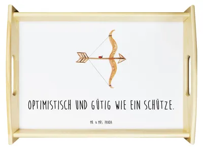 Produktbild von Mr. & Mrs. Panda Tablett Sternzeichen Schütze - Weiß - Geschenk, Frühstückstablett, sofatablett, Sofa, Geburtstag Dezember, Servier, November, Schützenfest