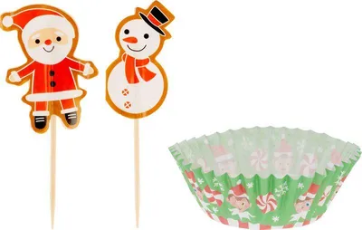 Immagine prodotto di Set di pirottini e stuzzicadenti MagicHome Natalizi, per muffin da forno, set da 48 pz