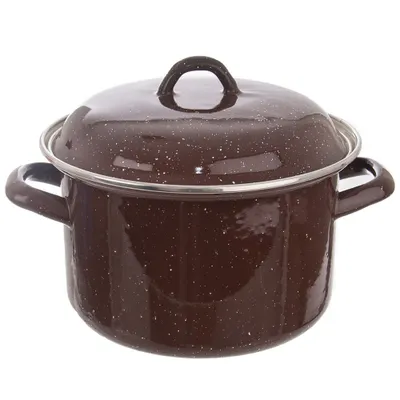 Produktbild von Orion Emaille-Topf emaillierter Kochtopf BRAUN 20 cm 3,2l mit Deckel für Gasherd Induktion