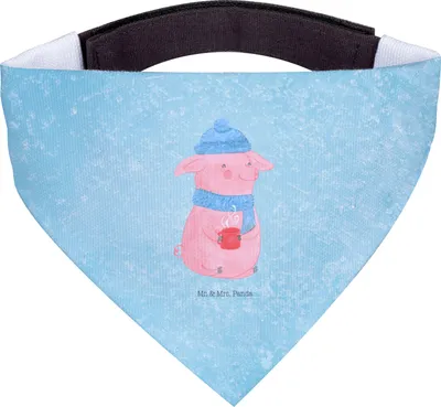Produktbild von Mr. & Mrs. Panda Hund Halstuch Schweinchen Glühwein - Eisblau - Geschenk, Weihnachtsmarkt, Spruch, Hunde, Weihnachten, Hundehalstuch, Für, Tuch, Betrunken